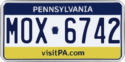 PA license plate MOX6742