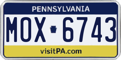 PA license plate MOX6743