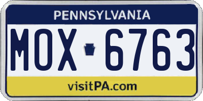 PA license plate MOX6763
