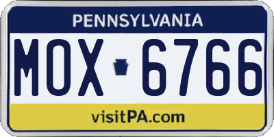 PA license plate MOX6766