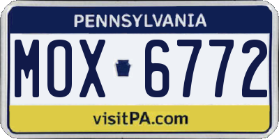 PA license plate MOX6772