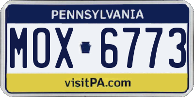 PA license plate MOX6773