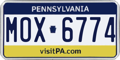 PA license plate MOX6774