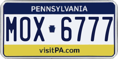 PA license plate MOX6777