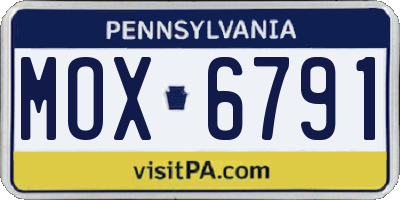 PA license plate MOX6791