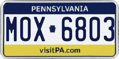 PA license plate MOX6803