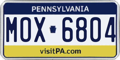 PA license plate MOX6804