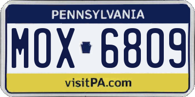 PA license plate MOX6809