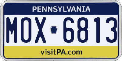 PA license plate MOX6813