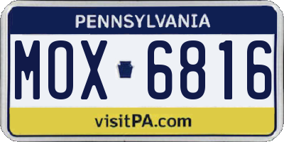 PA license plate MOX6816