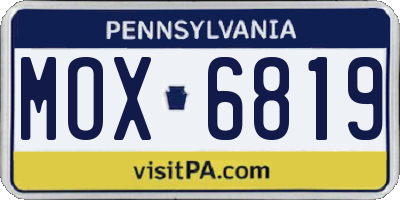 PA license plate MOX6819
