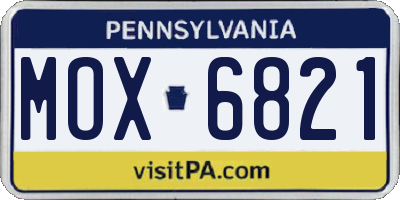 PA license plate MOX6821