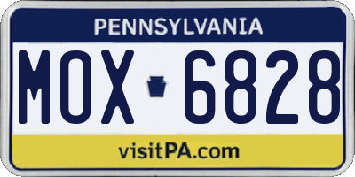 PA license plate MOX6828