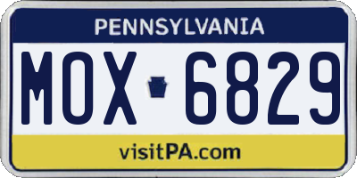 PA license plate MOX6829