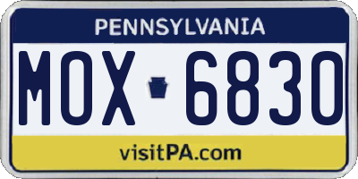 PA license plate MOX6830