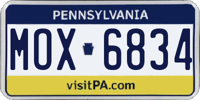 PA license plate MOX6834