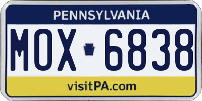 PA license plate MOX6838