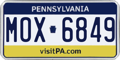 PA license plate MOX6849
