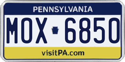 PA license plate MOX6850