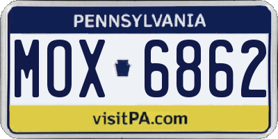 PA license plate MOX6862