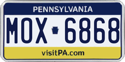 PA license plate MOX6868
