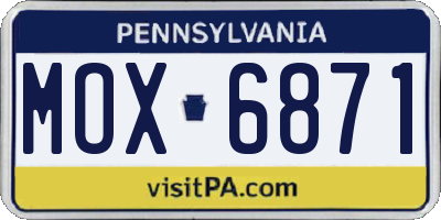 PA license plate MOX6871
