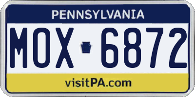 PA license plate MOX6872
