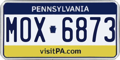 PA license plate MOX6873