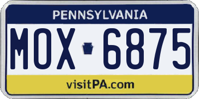 PA license plate MOX6875