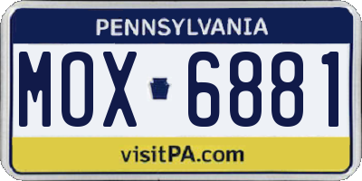 PA license plate MOX6881