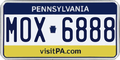 PA license plate MOX6888