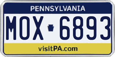 PA license plate MOX6893