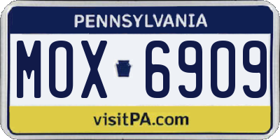 PA license plate MOX6909