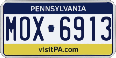 PA license plate MOX6913