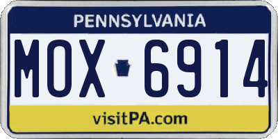 PA license plate MOX6914