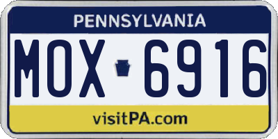 PA license plate MOX6916