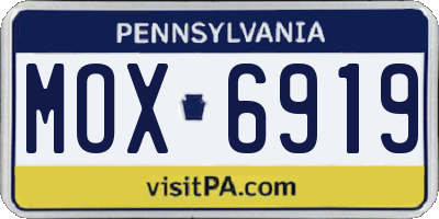 PA license plate MOX6919