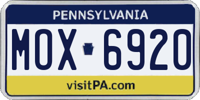 PA license plate MOX6920