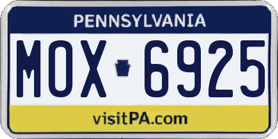 PA license plate MOX6925