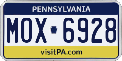 PA license plate MOX6928