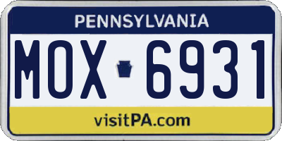 PA license plate MOX6931