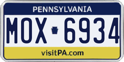 PA license plate MOX6934