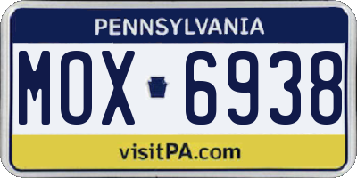 PA license plate MOX6938
