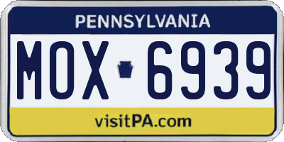 PA license plate MOX6939