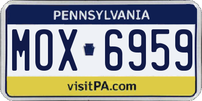 PA license plate MOX6959