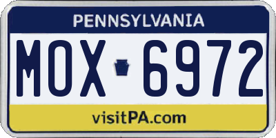 PA license plate MOX6972