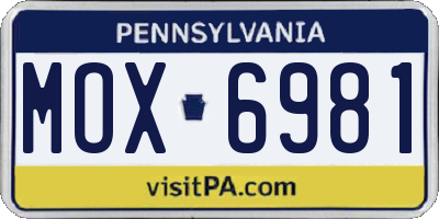 PA license plate MOX6981