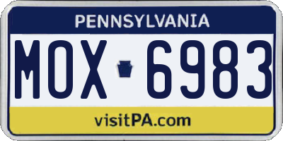 PA license plate MOX6983