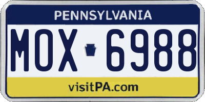 PA license plate MOX6988