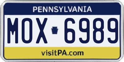 PA license plate MOX6989